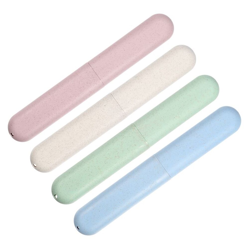 4pcs PP Travel Toothbrush Case Green Blue Beige Pink 8.07''x1.22''x0.83''